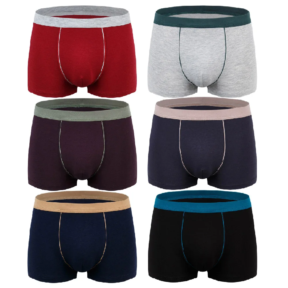 6pcs/lot Cotton men's underwear plus size fat man boxers Breathable 3D seamless sexy youth boxers  MTN011