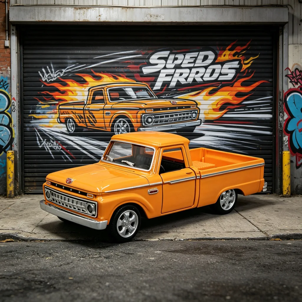 1:36 F-100 1965 Pickup Truck Toy Car Model RMZ CiTY Diecast Miniature Pull Back Display Collection Gift for Boyfriend