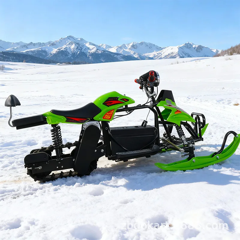 Winter Outdoor Double Snowmobile Electric Snow Scooter Crawler Ski & Motorcycle Aluminum Alloy 48V 120kg Load Capacity