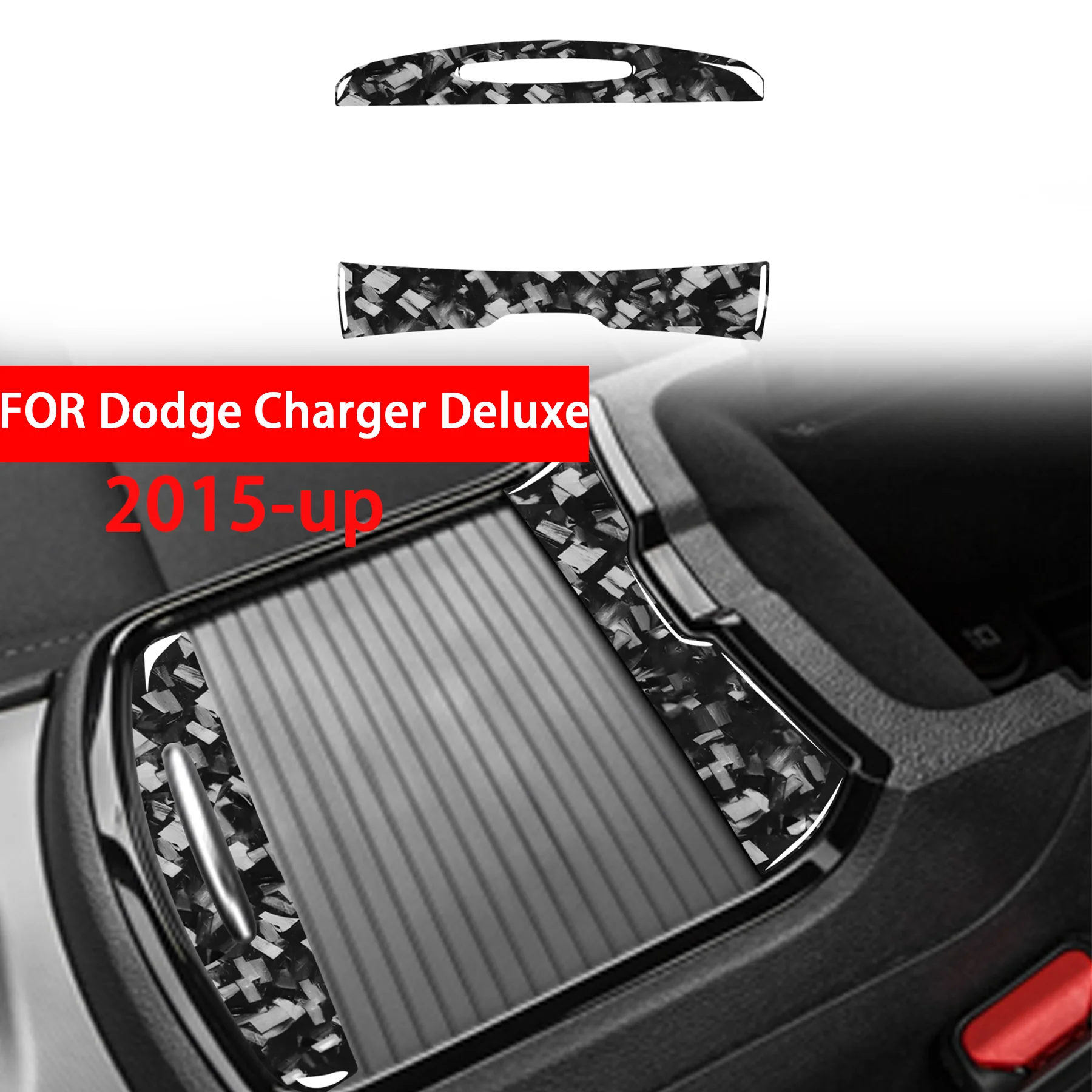 Forged Carbon Fiber Front Center Console Cup Holder Panel Decor Car Interior Accessorie Sticker FOR Dodge Charger Deluxe 2015-up