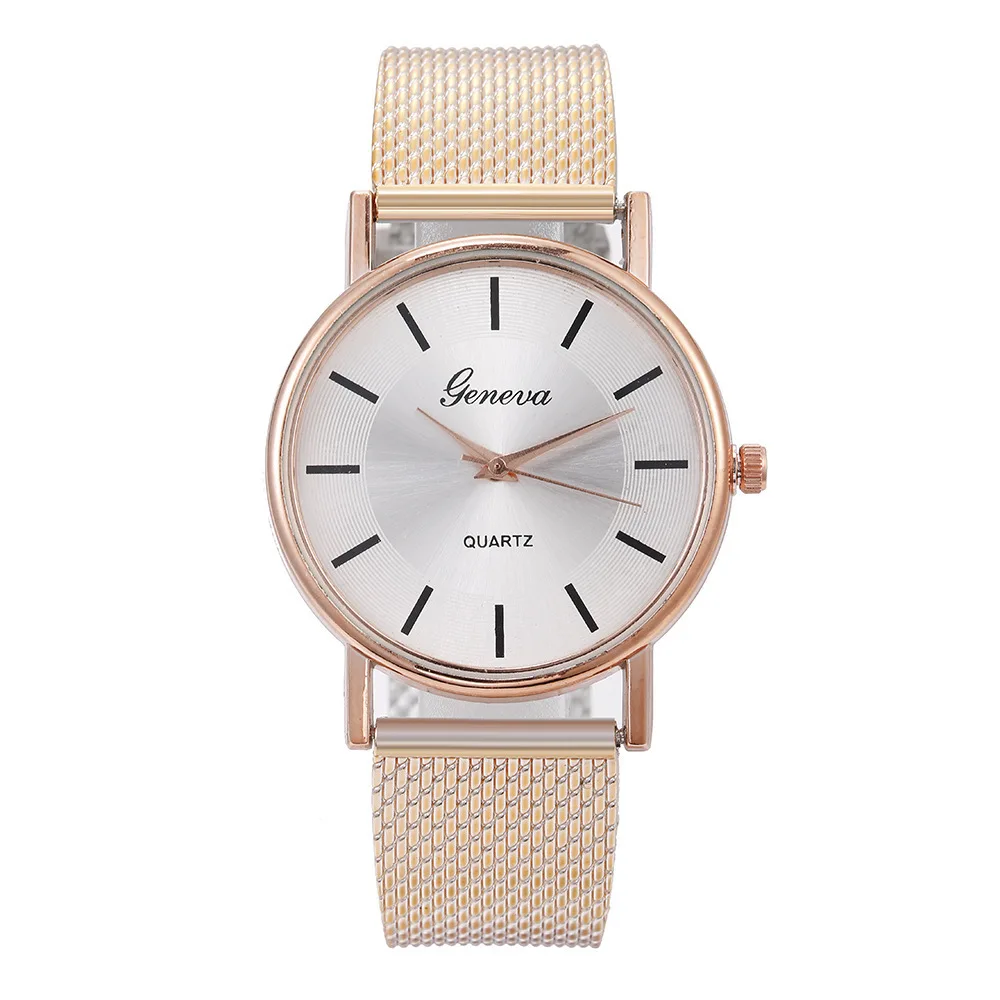 Elegante reloj de esfera redonda grande de oro rosa para mujer, temperamento Simple para estudiante, resistente al agua, reloj de lujo femenino de