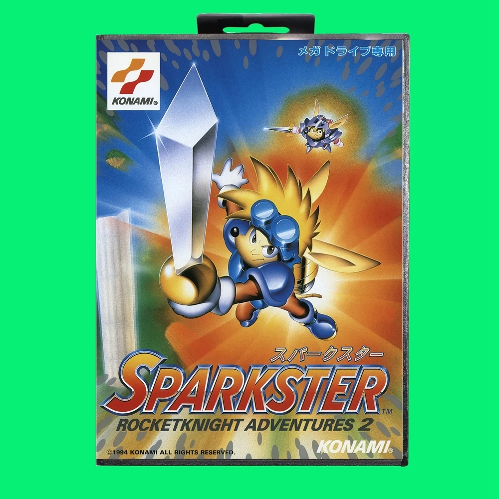 Sparkster-Rocket Knight Adventures 2 Game Cartridge 16bit MD Game Card With JP Cover Retail Box For Sega Mega Drive