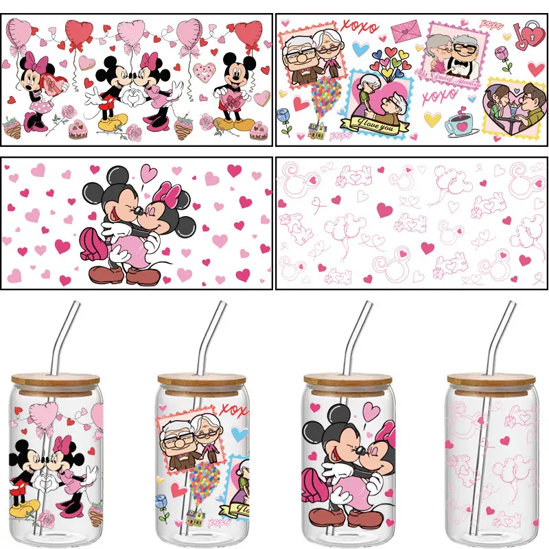 Disney  UV DTF Stickers -  Tumbler Wraps for 16 oz Glass Coffee Cups,  Transfer Stickers Decals DIY Water Bottle Craft Decor