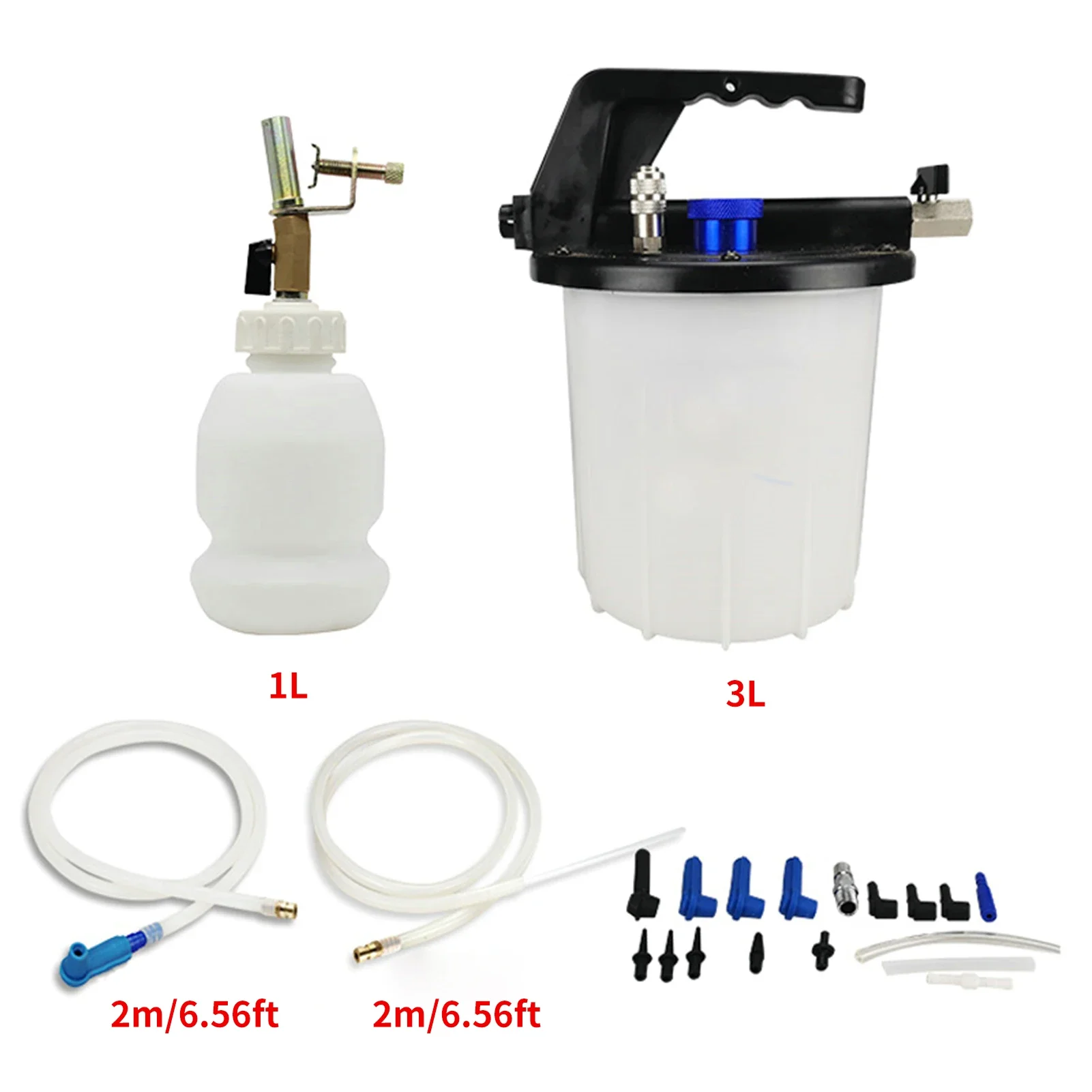 3L Vacuum Brake Bleeder Kit, Pneumatic Brake Fluid & Clutch Bleeding Extractor Tool with Adapters Hoses & 1L Refilling Bottle