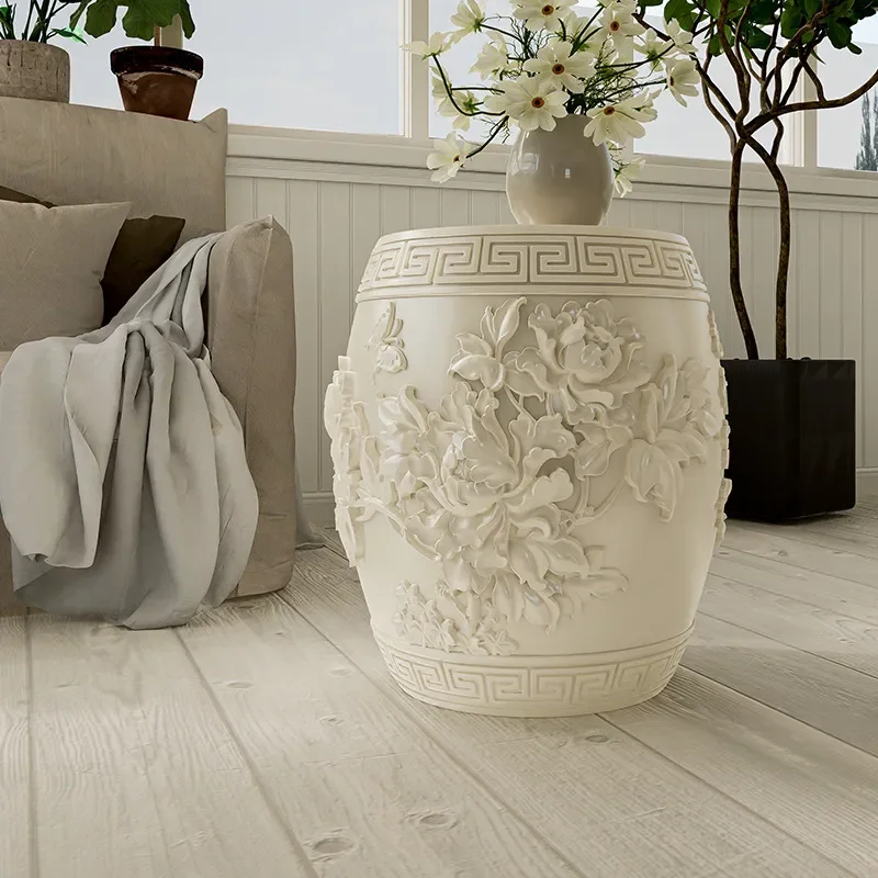 Custom Flower Blooming Round Stool for Living Room Entryway Shoe Changing Seat Dining Chair New Chinese Style Home Furniture