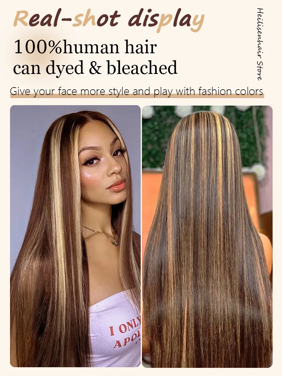 13x6 الدانتيل الباروكة الأمامية العظام مستقيم 36 بوصة 220% الكثافة P4/27 تسليط الضوء على HD الدانتيل الشفاف البرازيلي خصلات الشعر المستعار الإنسان للنساء