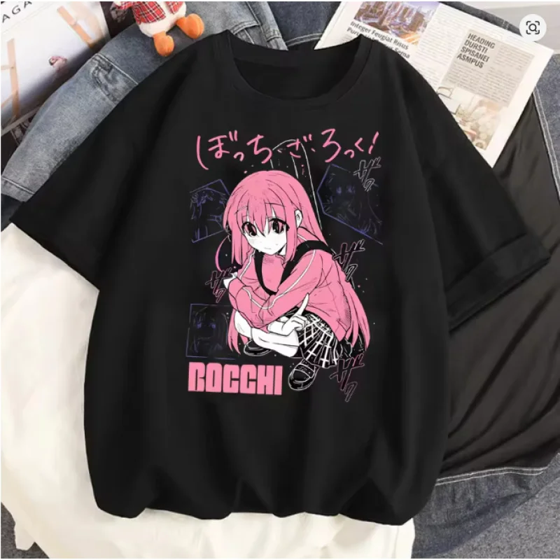 Bocchi The Rock Shirt Teen 2000s Kawaii Grunge 80s Punk Vintage Tshirt Gothic Hip Hop Y2k Punk Classic Grunge