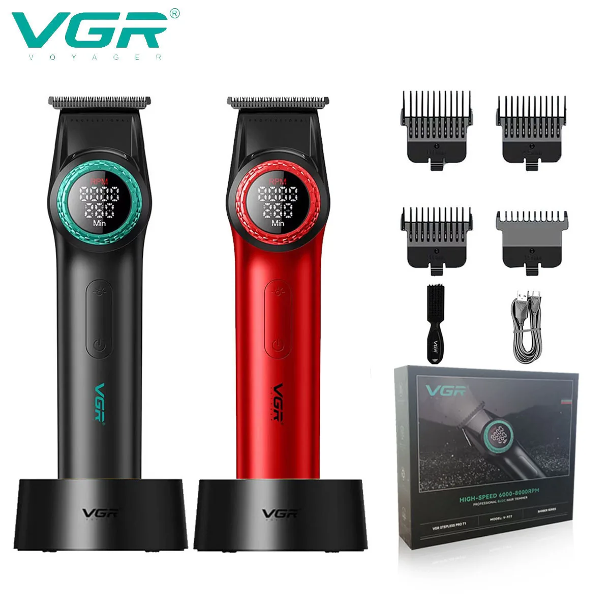 

VGR Hair Clipper Professional Trimmer Rechargeable Hair Cutting Machine Cordless Barber BLDC Motor Hair Clipper for Men V-977