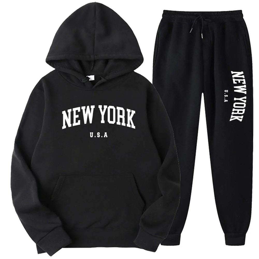 Men\'s and Women\'s New York City Hoodies with Fashionable Printed Patterns, Loose Hoodies, Casual Harajuku Hoodies,Pants Pullove