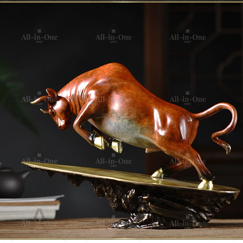 good luck home OFFICE BAR CLUB Business Stock market finance Mascot bring wealth money LUCK bronze BULL Ornament statue