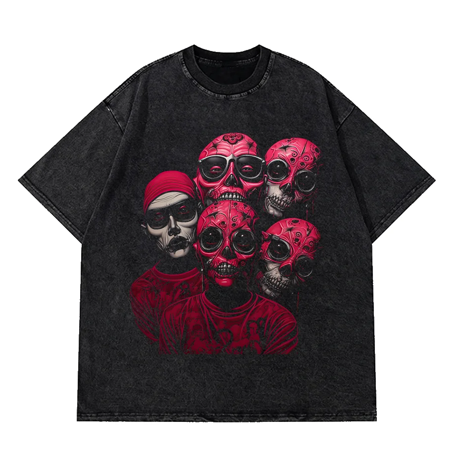 Hip Hop Streetwear Men T Shirt Print T Shirt Washed Short Sleeve Harajuku Tee T Shirt Graphic