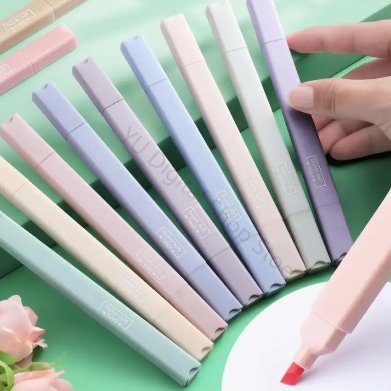 96BA Pastels Double Tip Highlighter Marker Set 12 Pack for Note Taking and Text Marking