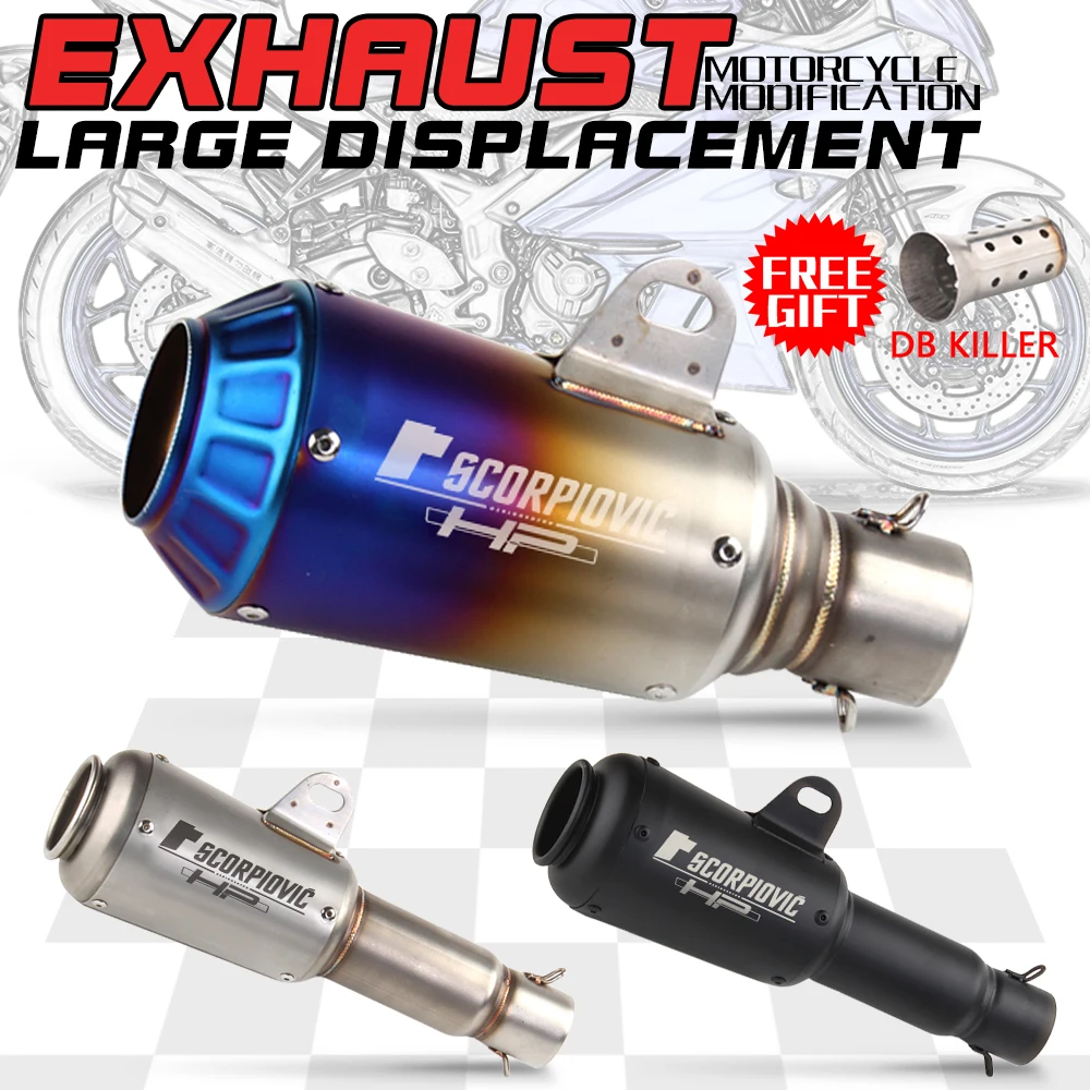 Universal for 51mm tail exhaust pipe muffler motorcycle ZX4R R7 MT09 CBR GSX150 ZX6R MT07 Z900 R15 V3V4 Z1000 Z750