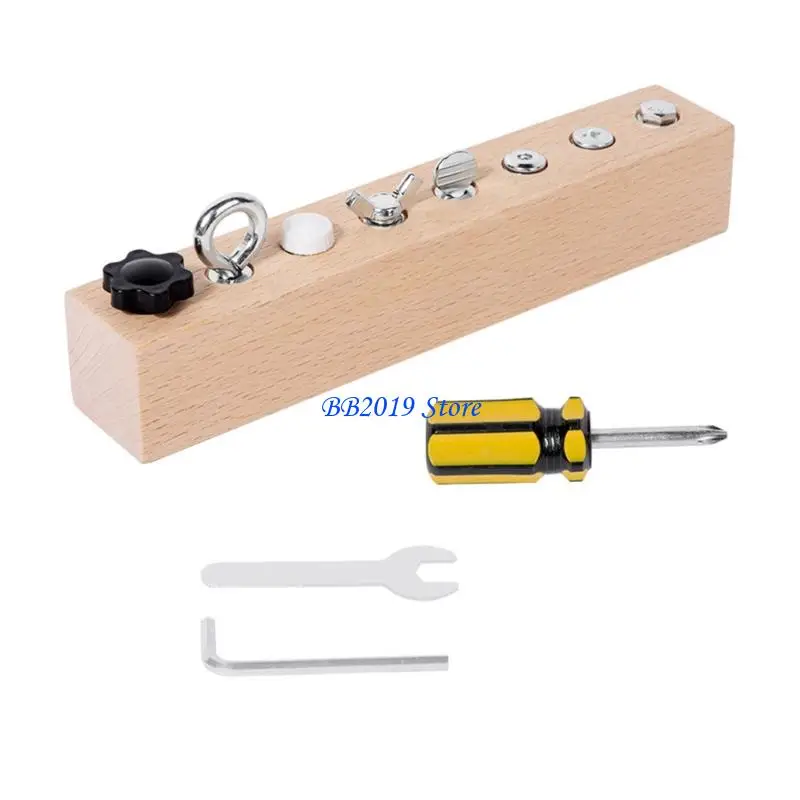 Q0KB Creative Wooden Building Blocks Screw Tool Set Educational Toy For Kids Skill Development