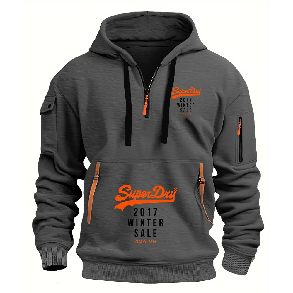 SUPERDRY العلامة التجارية الجديدة أزياء كبيرة الحجم متعددة جيب سستة الأدوات نمط الخريف والشتاء الشارع عارضة فضفاض الرجال الرياضة هوديي