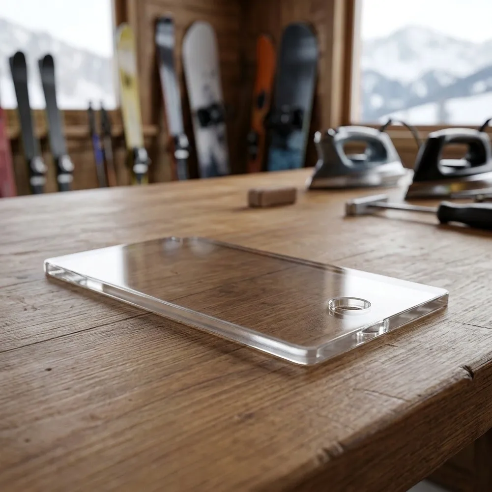 Ski Wax Scraper with For Acrylic Construction Supporting Consistent Wax Removal Multiple Ski and For Snowboard