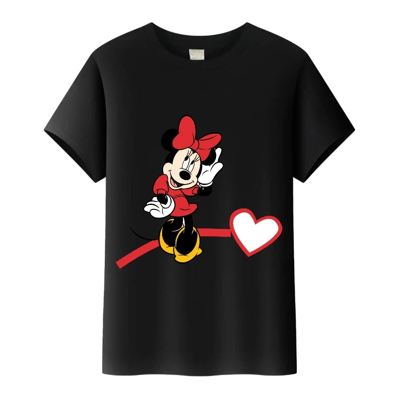 لطيف ديزني ميكي ماوس طباعة الملابس امرأة التي شيرت 90S الاطفال تي شيرت الأسرة بلايز قصيرة الأكمام تيز الصيف فتاة المتضخم بلوزة #2