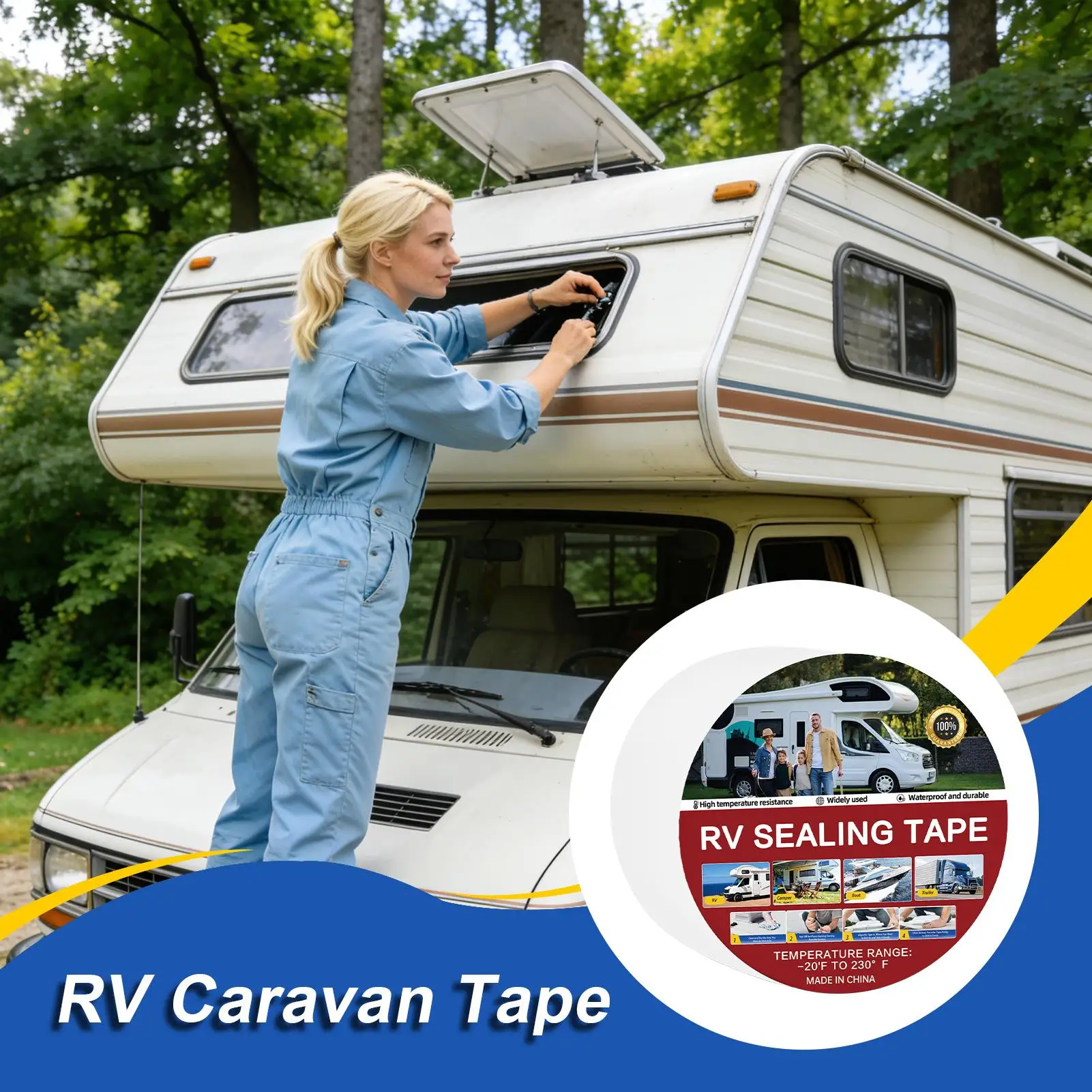 

RV Tape Waterproof Camper Hole Repair RV Scratch Cover Tapes For Drivers Road Trips Repairers Travelers Professionals Women Men