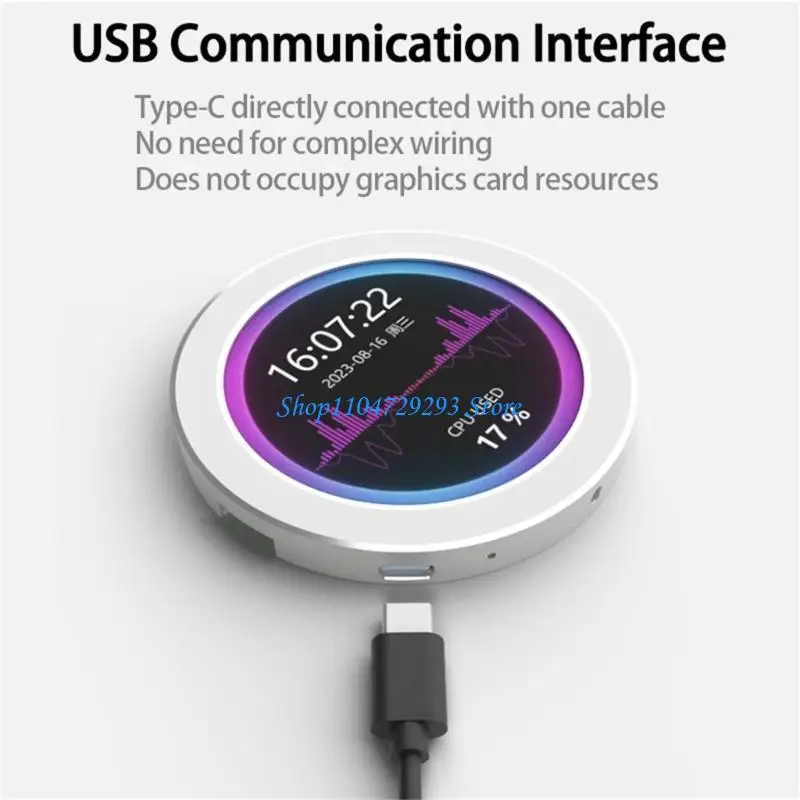

Y2GD 2.8Inch 480x480 USB CPU/GPU Screen Screen Screen с музыкальным спектром Функция Функция Рабочий столик окружающий экран