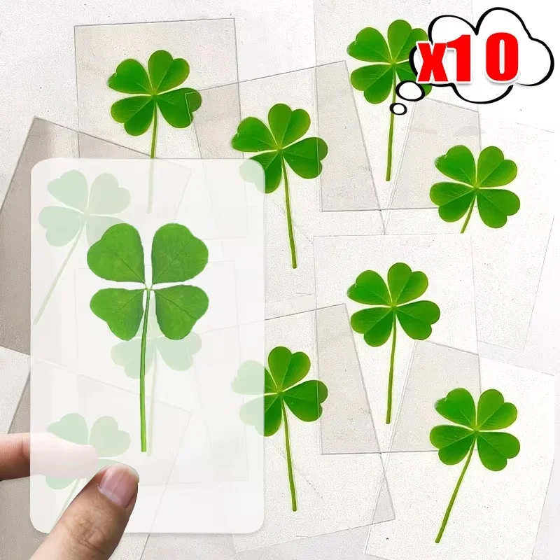 1-10Pcs Lucky Clover Postcards Grass Four Leaf Clover Bookmarks Lucky Clover For Wedding Birthdays Gifts Acrylic Bookmark Cards