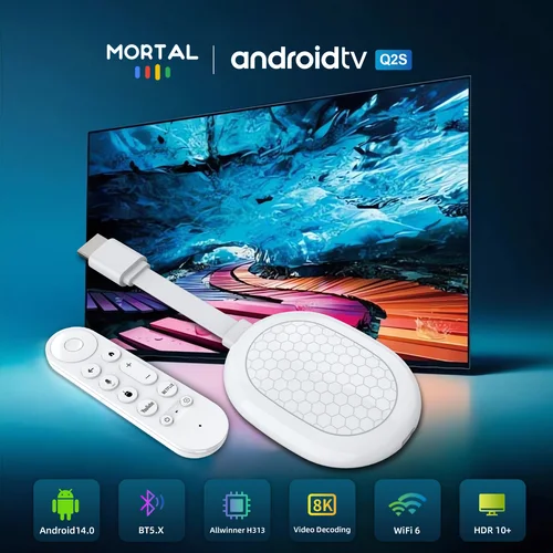 Imagen 2 del producto Mini TV Box Mortal TV Stick Android 14 WiFi 6 Google Chromecast Allwinner H313 BT5.X Control remoto por voz Netflix 4k HDR10 2G16G Dongle