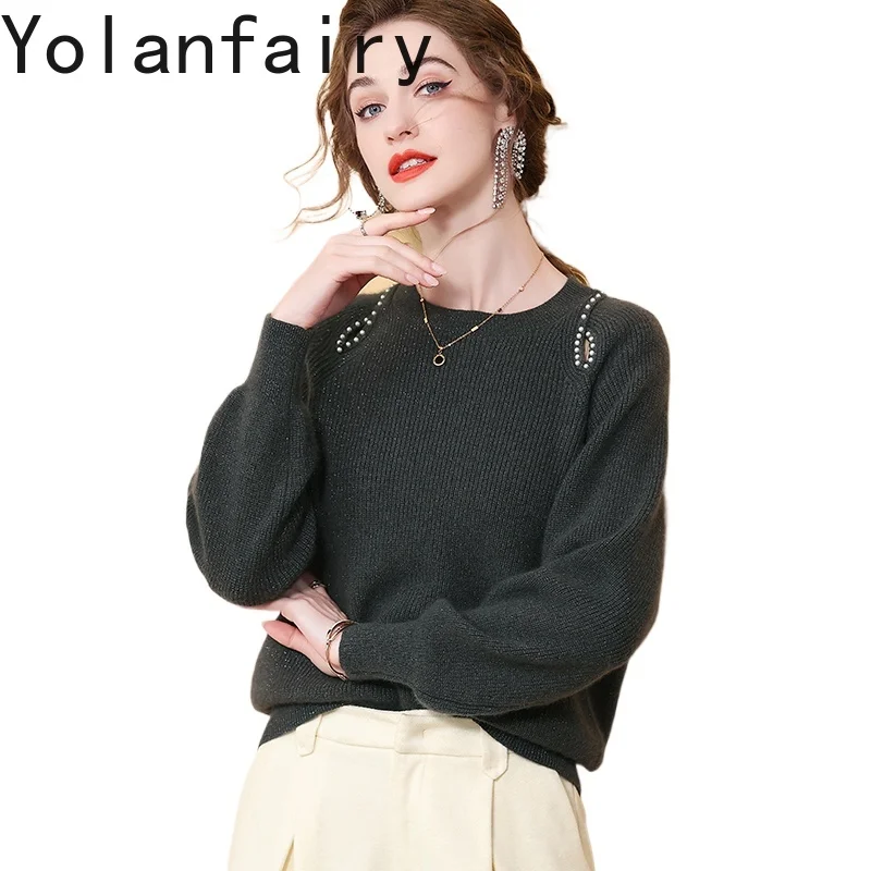 YOLANFAIRY Cashmere Sweater for Woman Autumn Winter High Quality 47% Wool Pullovers Women Korean Fashion Knitted Sweaters Tops