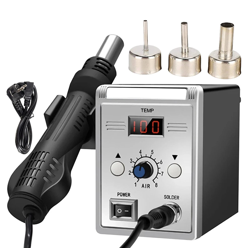 Podofo 2-in-1 Soldering Station, Hot Air Rework and Soldering Iron Station with Digital Temperature Correction  Function