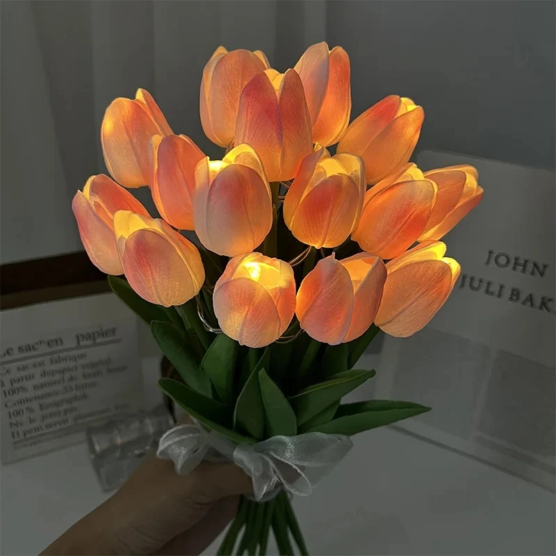 5/10 Stuks Led Tulpen Kunstbloemen Pu Tulp Nep Bloem Boeket Nachtlampje Voor Huis Tuin Decoratie Bruiloft Verjaardagscadeau