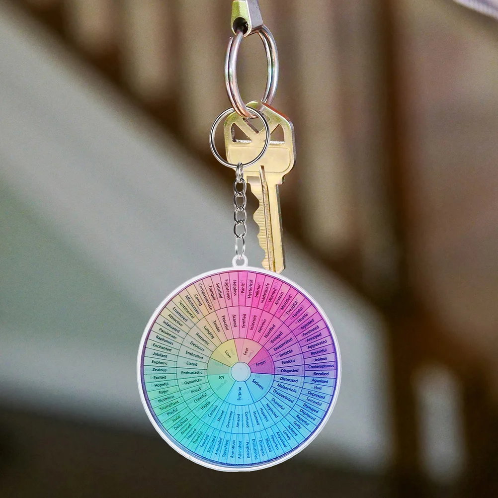 2 Pcs Emotional Keychain Double Side Feelings Wheel Hanging Charm Pendant for Purse Lovely Keychains