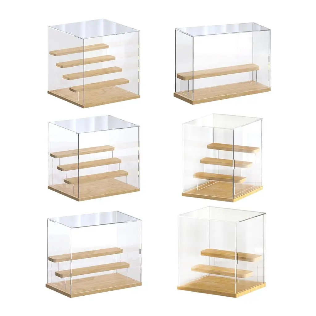 Clear Acrylic Riser Display Case Stand Dustproof ion Showcase Cabinet for Doll Figures Toy Cosmetics