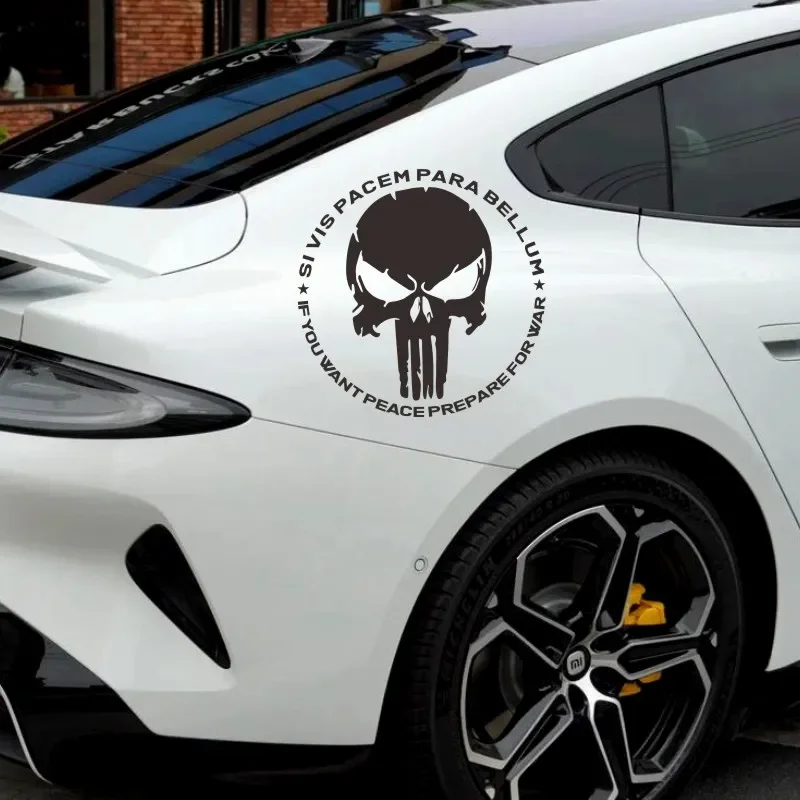 

20cm Tactical Skull Star Car Sticker Reflective Vinyl Graphic for Off-Road SUV Truck Hood Door Exterior Decoration Waterproof Au