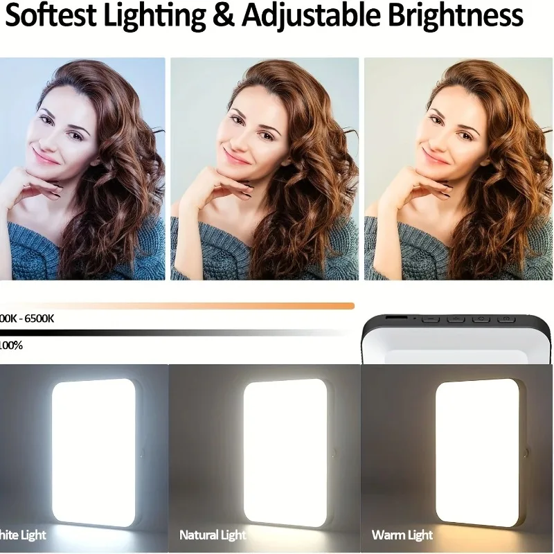 1pc Rechargeable Magnetic LED Selfie Light,3 Modes Dimmable Light,3000mAh,Clip-On for Phone/ Laptop/ PC,Makeup,Video