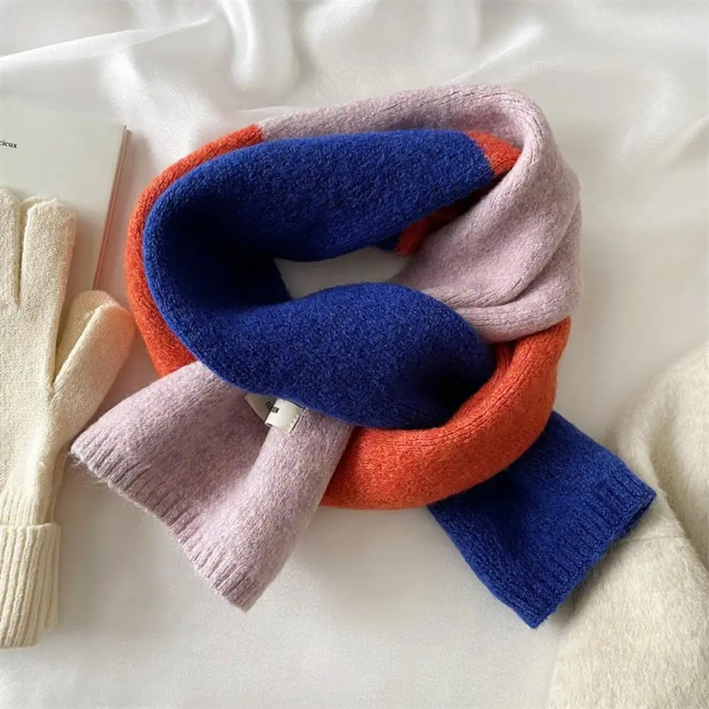 Attractive Winter Scarf Washable Decorative Non-Fading Women Korean Style Warm Winter Knitted Scarf