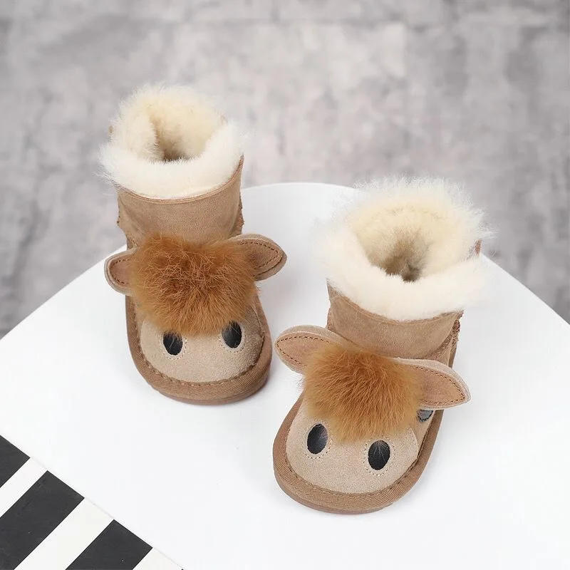 In 2022, The Latest Children\'s Snow Boots And Real Leather Sheepskin 100%Fur To Keep Warm. The Newest Quality Fashionable Shoes