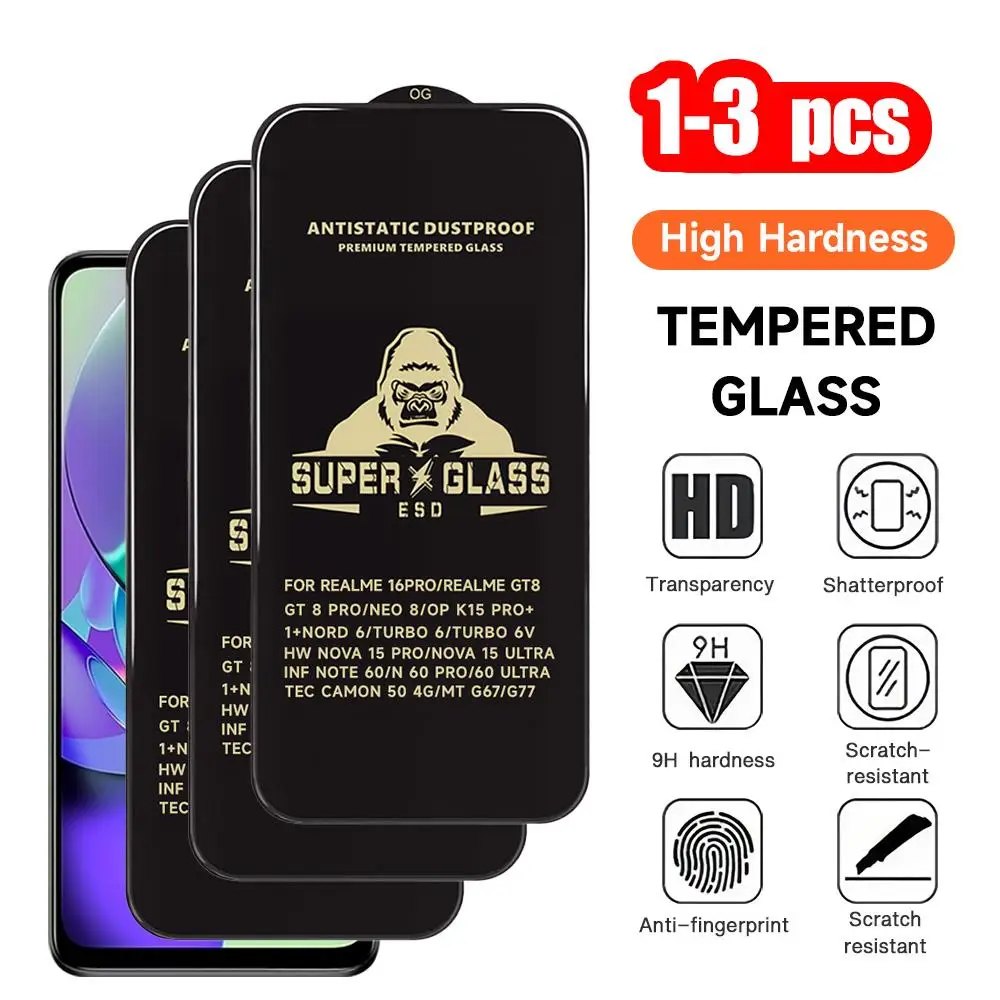 1-3 Stück ESD Gehärteter Glas-Displayschutz für OnePlus 13 13T 13R 15 15R Nord CE6 6 5 CE4 4 CE3 3 ACE 5 Pro 10T 10R 9 9R 8T