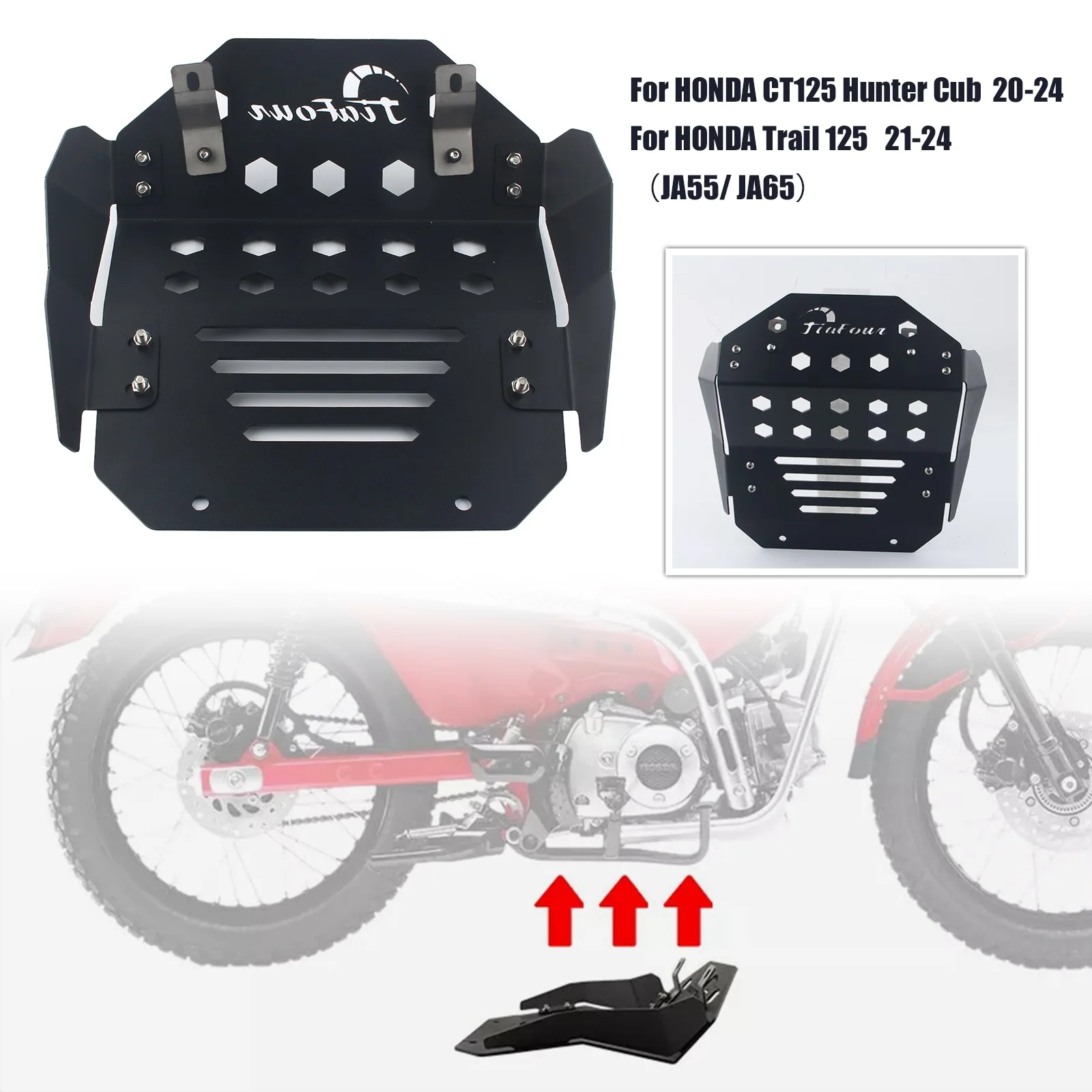 ホンダ CT125 ハンターカブ 2020-2024 オートバイエンジン下保護カバースキッドプレートエンジンガードシャーシカバー