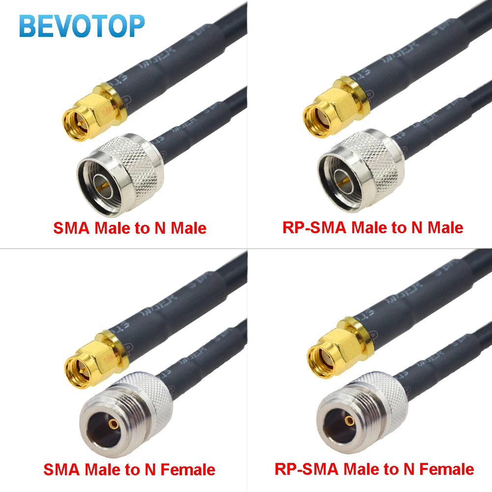 Black LMR-300 RP SMA Male to N Male/Female Connector 50 Ohm Low Loss LMR300 50-5 Coaxial Cable N to SMA RF Adapter Cable BEVOTOP