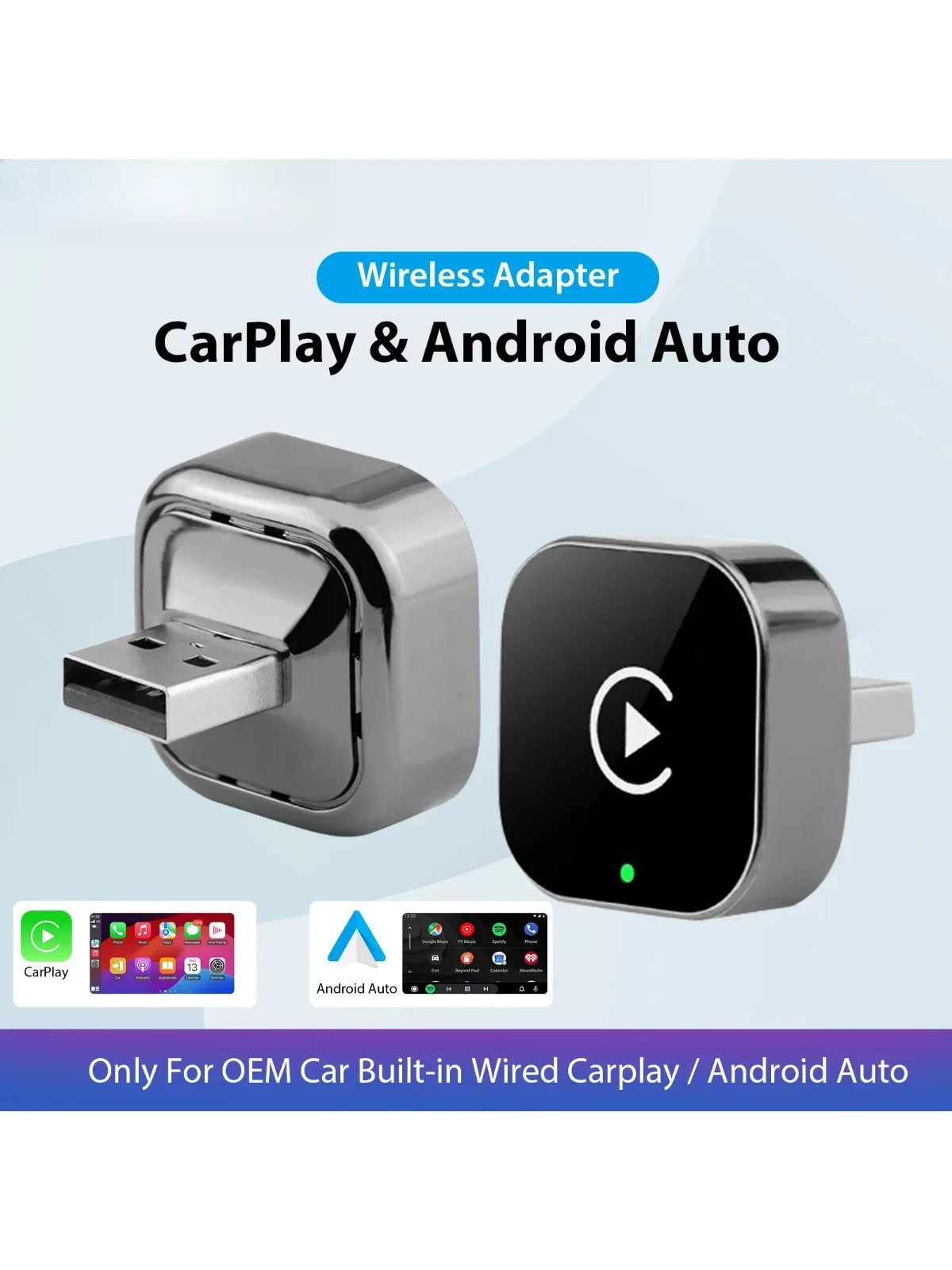 Nieuwe Pionray 2-in-1 draadloze CarPlay-adapter en Android Auto draadloze adapter, 5 Ghz WiFi Type-C / USB Plug Play CarPlay Wireless - afbeelding 2