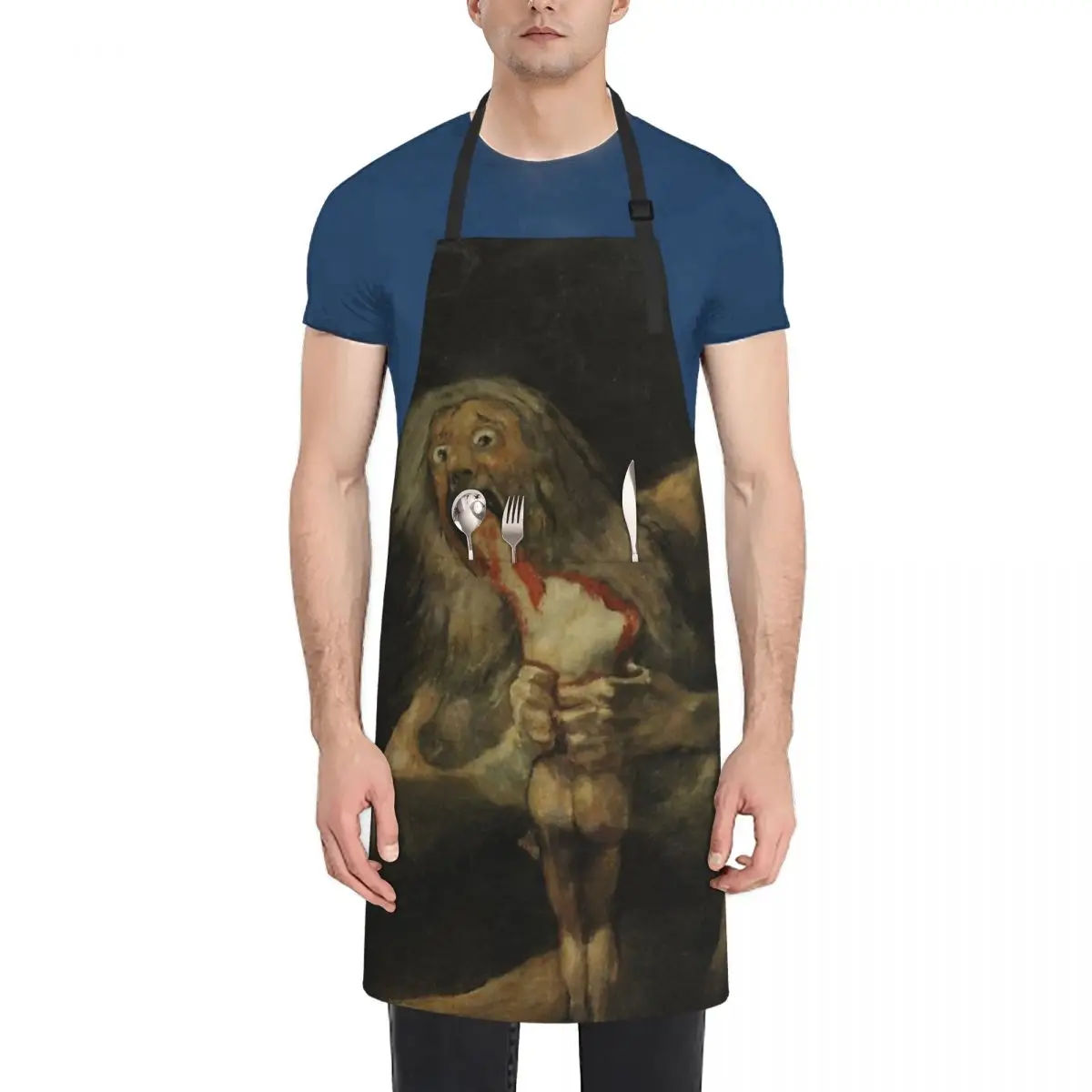 Saturn Devouring His Son By Franci Waterproof Kitchen Apron For Women/Men With Pockets Work Restaurant Shop Waiter Work Uniform