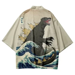 Kimono estampado de estilo japonês para homens e mulheres, cardigã fashion, haori, roupas cosplay asiáticas, haori, yukata, praia, tradicional