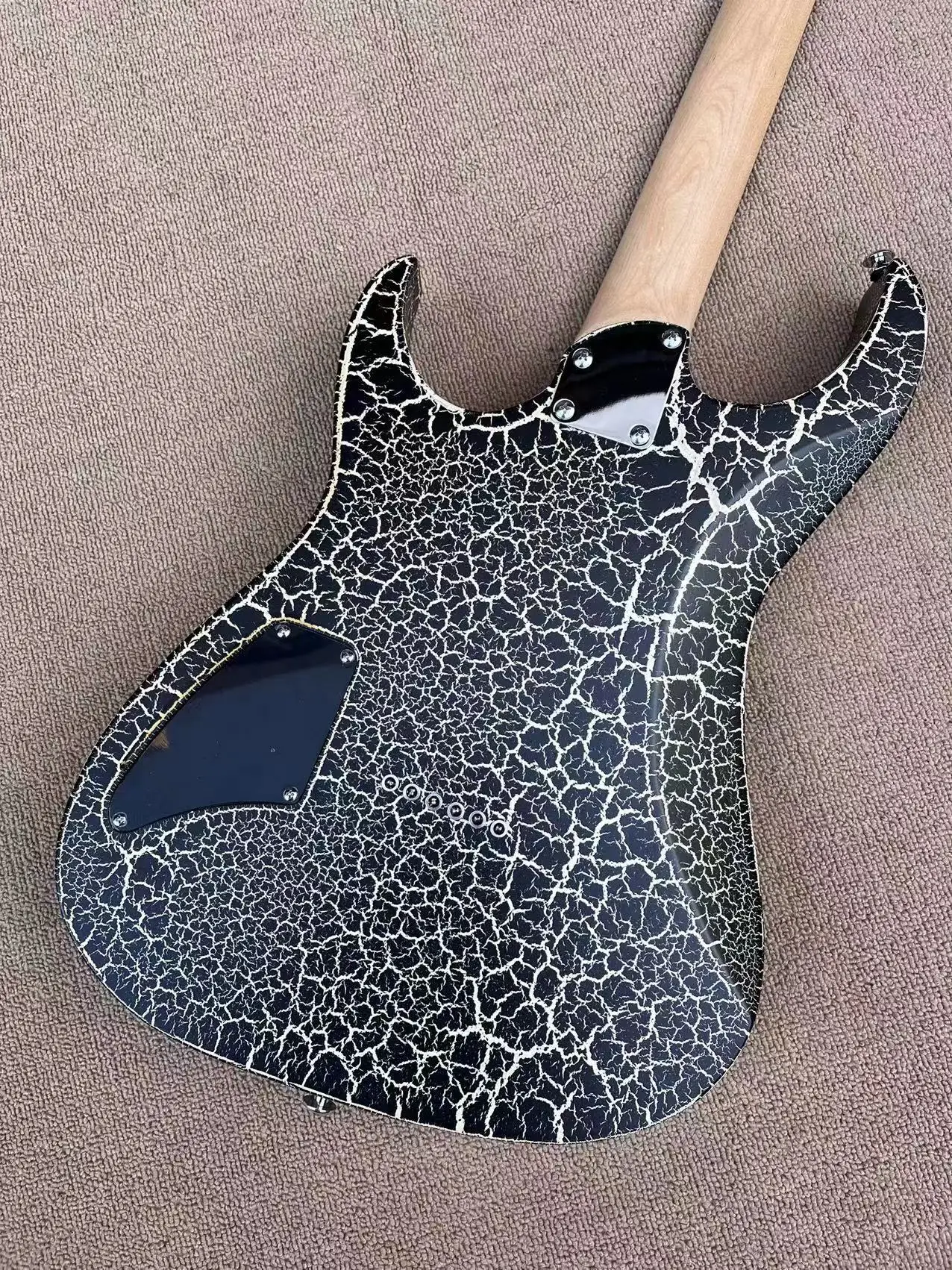 Hand Made Marble Black Electric Guitar 24 Frets Floyd Rose Tremolo Bridge Black Hardware