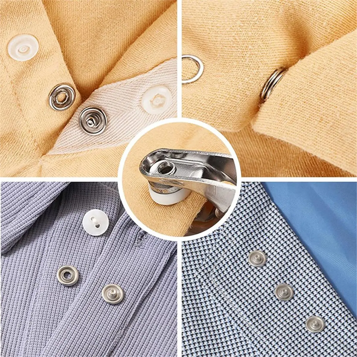 Promotional-200 Sets Metal Snap Buttons with Pliers, Silver Sewing Snaps for DIY Crafting (9.5mm / 800 PCS)