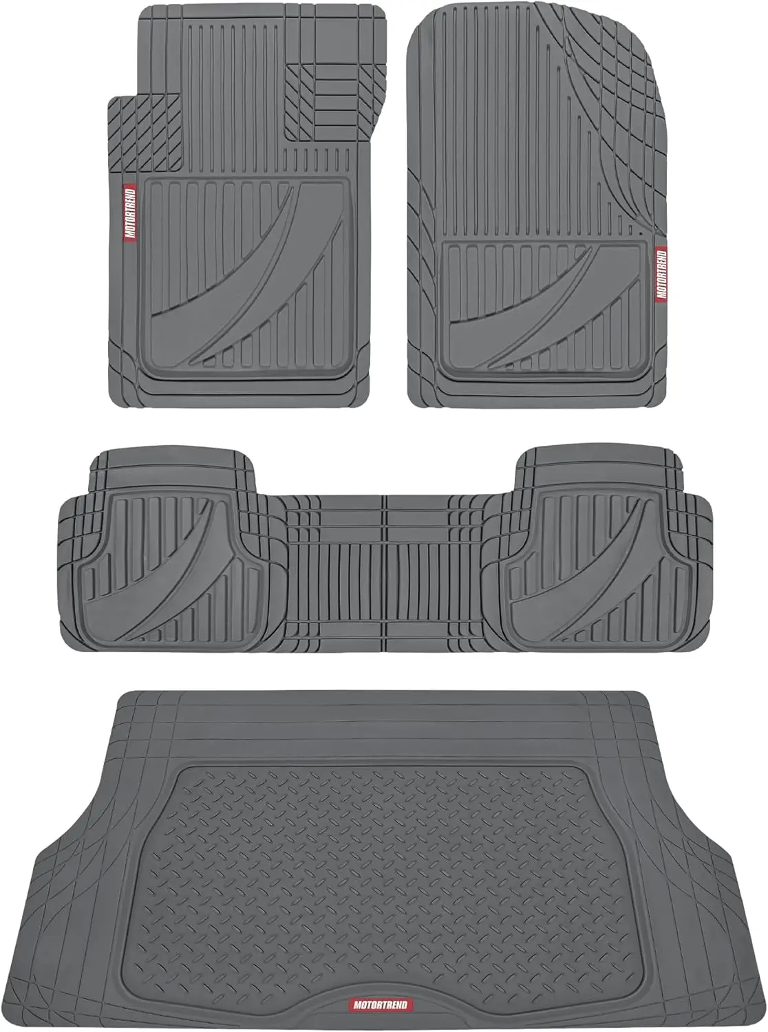 

Heavy Duty Rubber Car Floor Mats All Weather & Cargo Liner for SUV Full Set - Universal Trim to Fit Automotive Interior