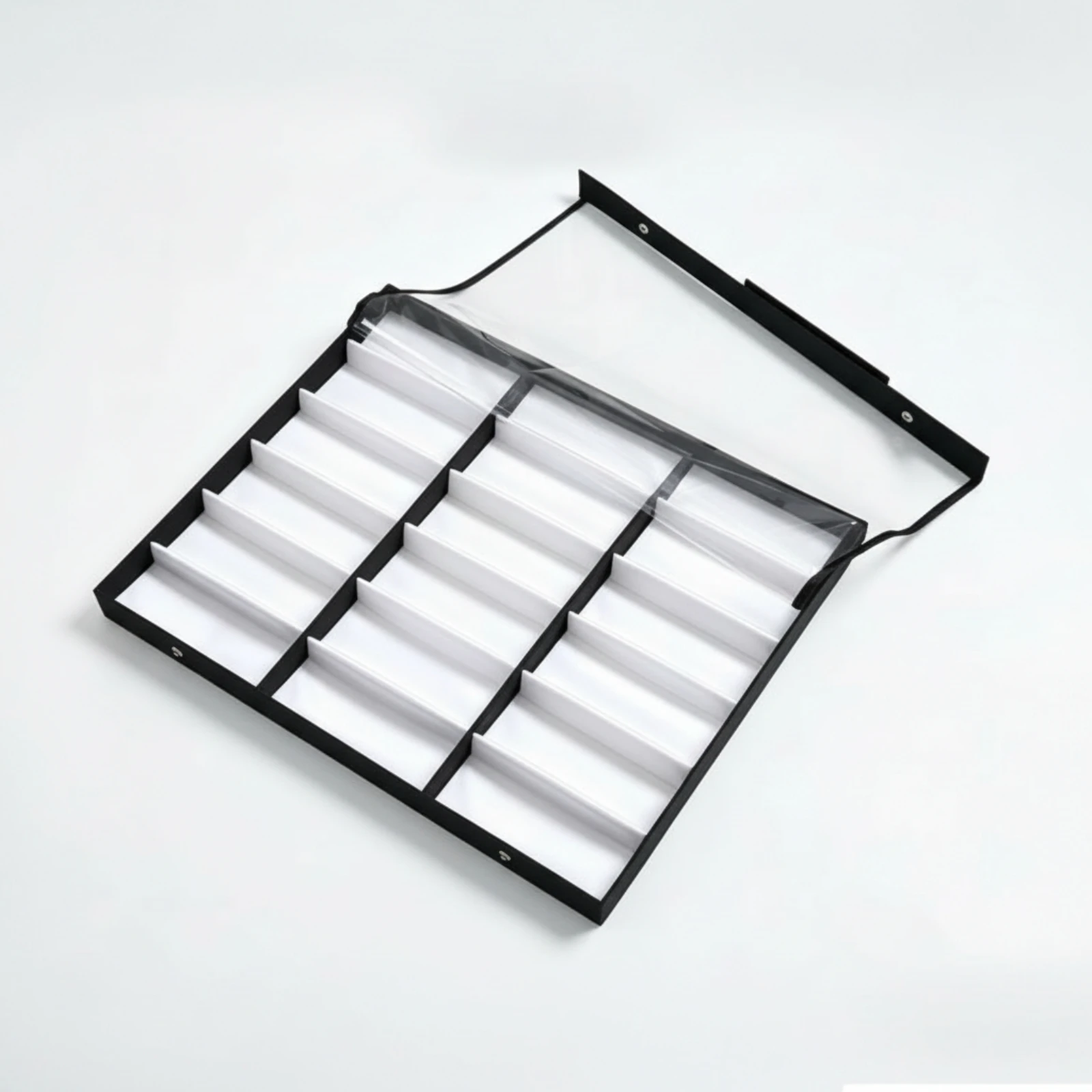 Eyeglass Storage Holder Space-Saving 18-Compartment Eyewear Organizer Eyeglasses Display Case Compact for Countertop, Dresser