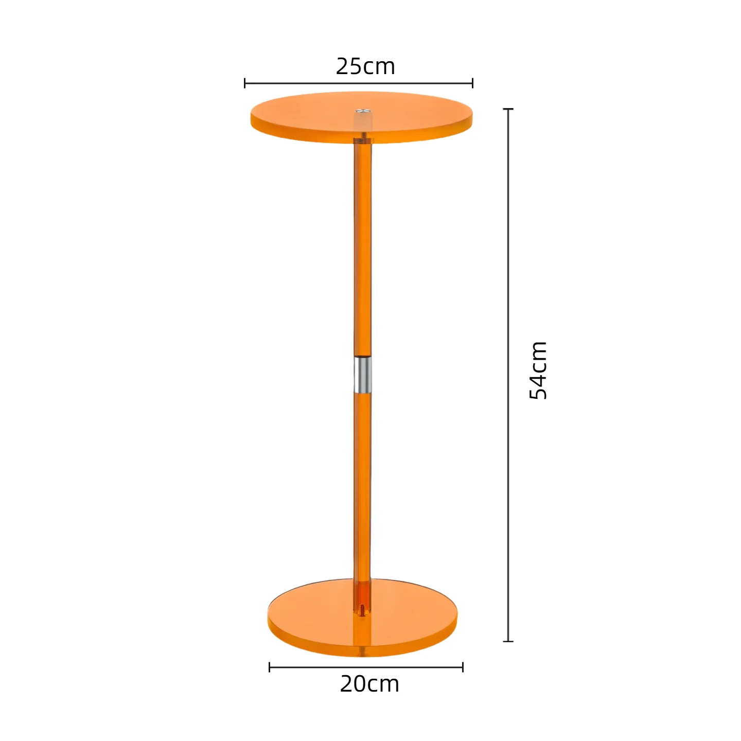 Minimalist Orange Acrylic Small Coffee Table, Movable Modern Side End Table for Home Living Room Bedroom