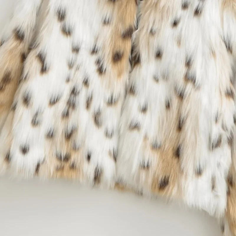 Mode Meisjes Nepbontjas Vrouwen Dikke Warme Bovenkleding Luxe Dame Straat Winter Losse Lange Mouwen Dier Luipaard Print Jas