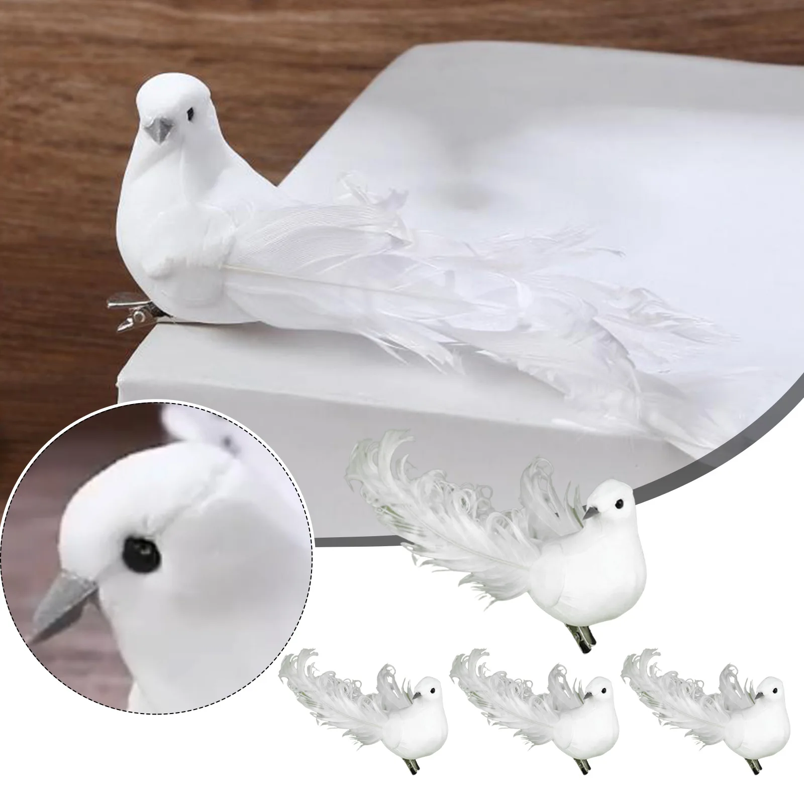 4PCS Artificial Pigeons Foam Feather Dove Lover Peace White Pigeons Garden Wedding Decortions Craft Birds Model Photo Props