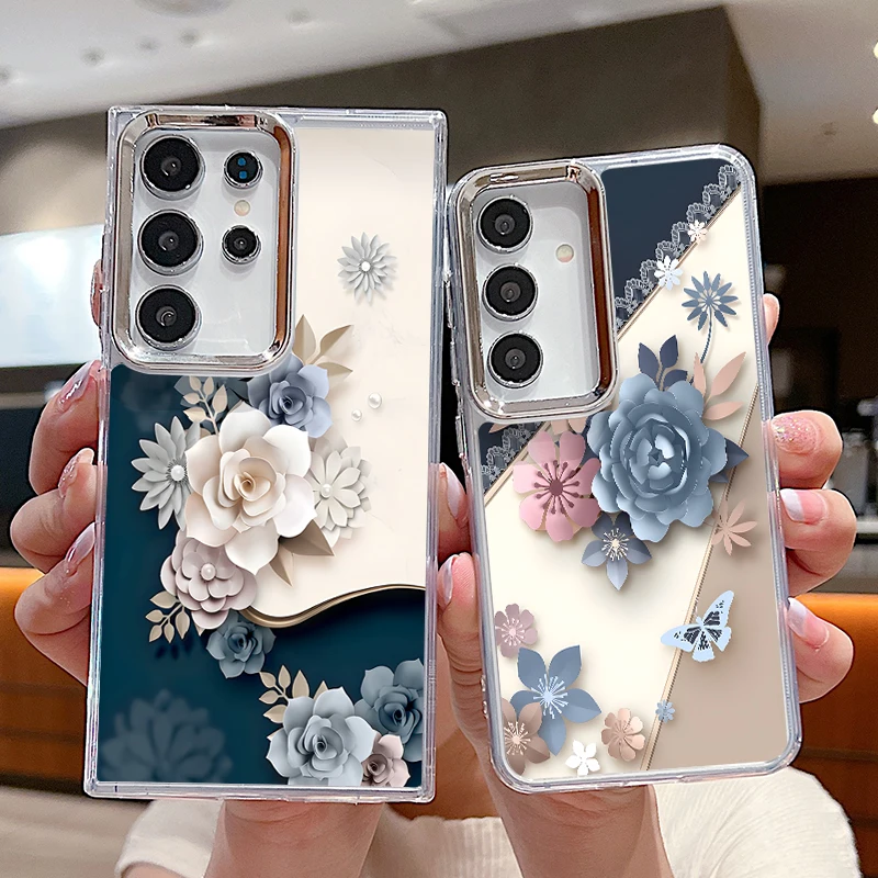 Romantic Rose Flower Case For Samsung S26 S25 Ultra S24 FE S23 Plus S22 S21 A15 A16 A17 A35 A36 A37 A54 A55 A56 A57 5G Cover