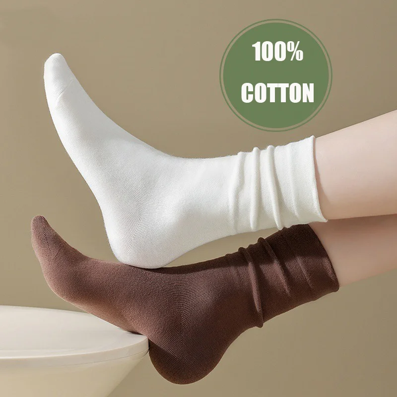 Pure Cotton Loose Mouth Boneless Confinement Socks Harajuku Fashion Korean Style Autumn Women