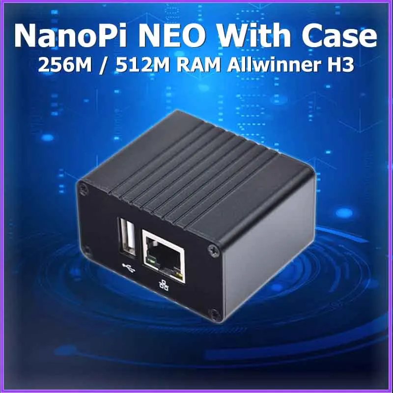 NanoPi NEO LTS with CNC Metal Case Heatsink 256M/512M RAM Allwinner H3 Quad Cortex-A7 1.2GHz,OpenWRT,Ubuntu Linux Armbian DietPi